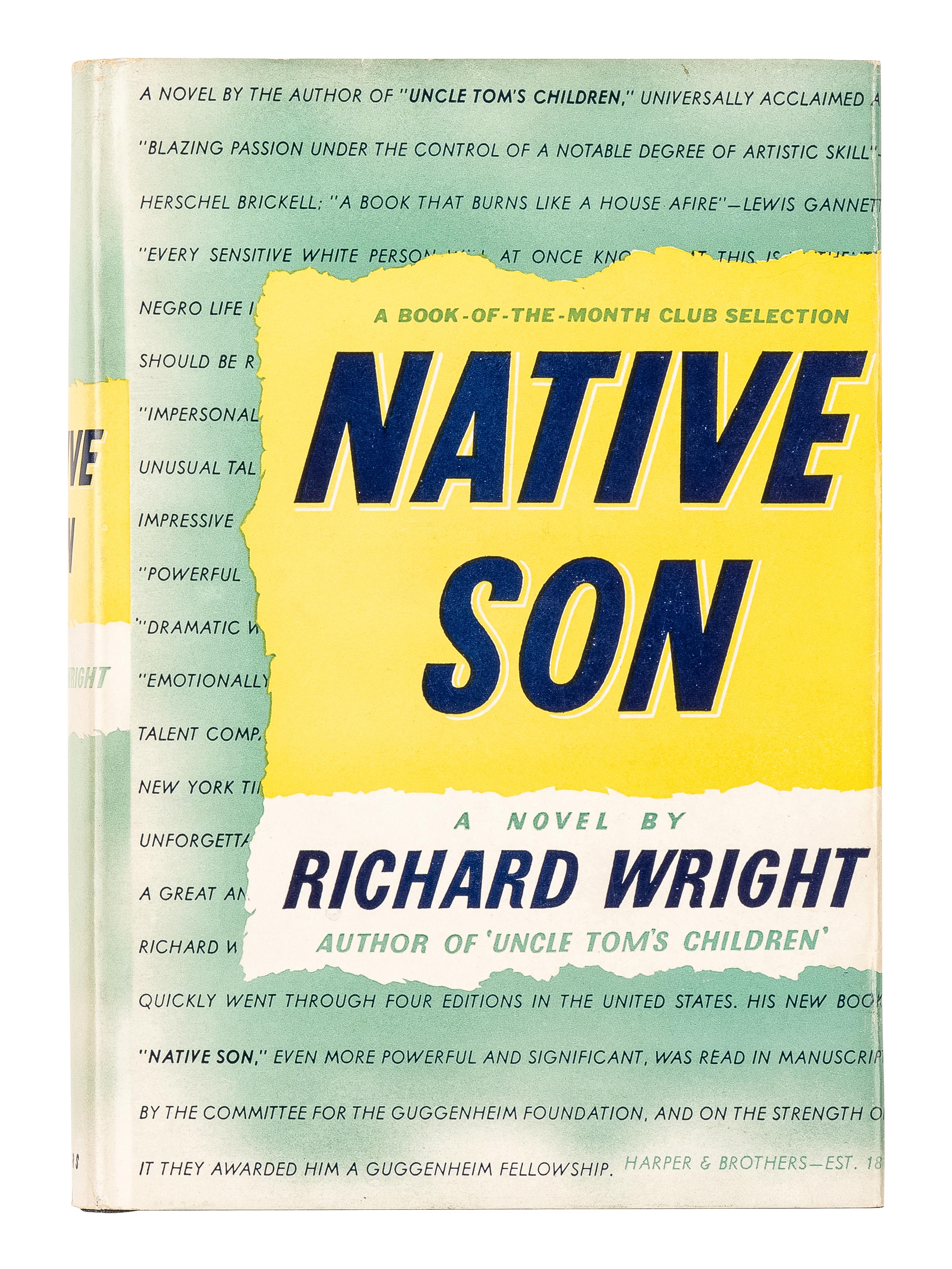 [AFRICAN AMERICANA]. WRIGHT, Richard (1908-1960). Native Son . New York and London: Harper & Brothers, 1940.