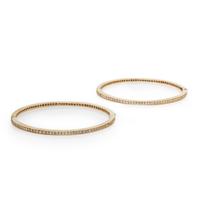Pair of Diamond and Yellow Gold Bangle Bracelets
