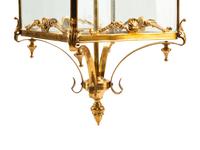 A Pair of Louis XVI Style Gilt Bronze and Etched Glass Hall Lanterns
