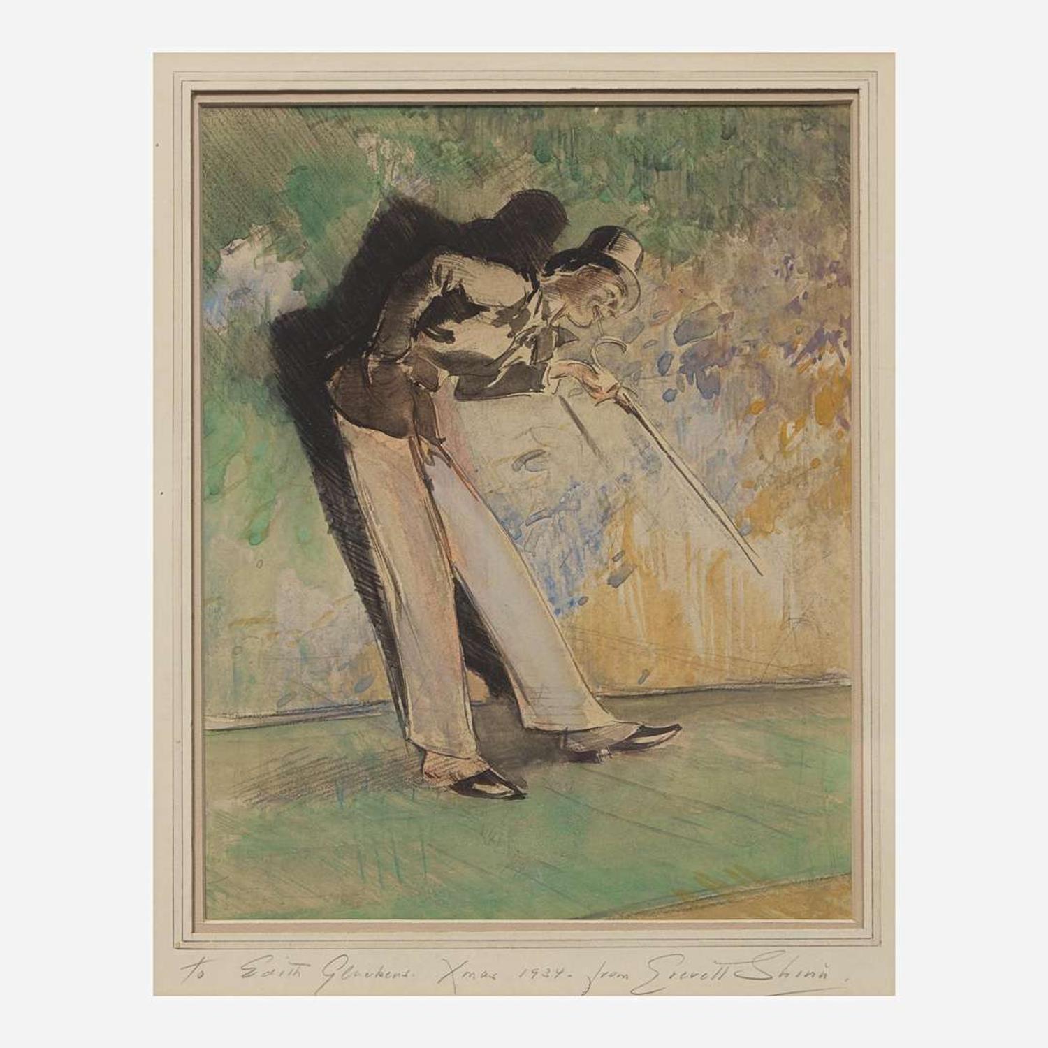 Everett Shinn (American, 1876-1953) Man with Top Hat and Cane