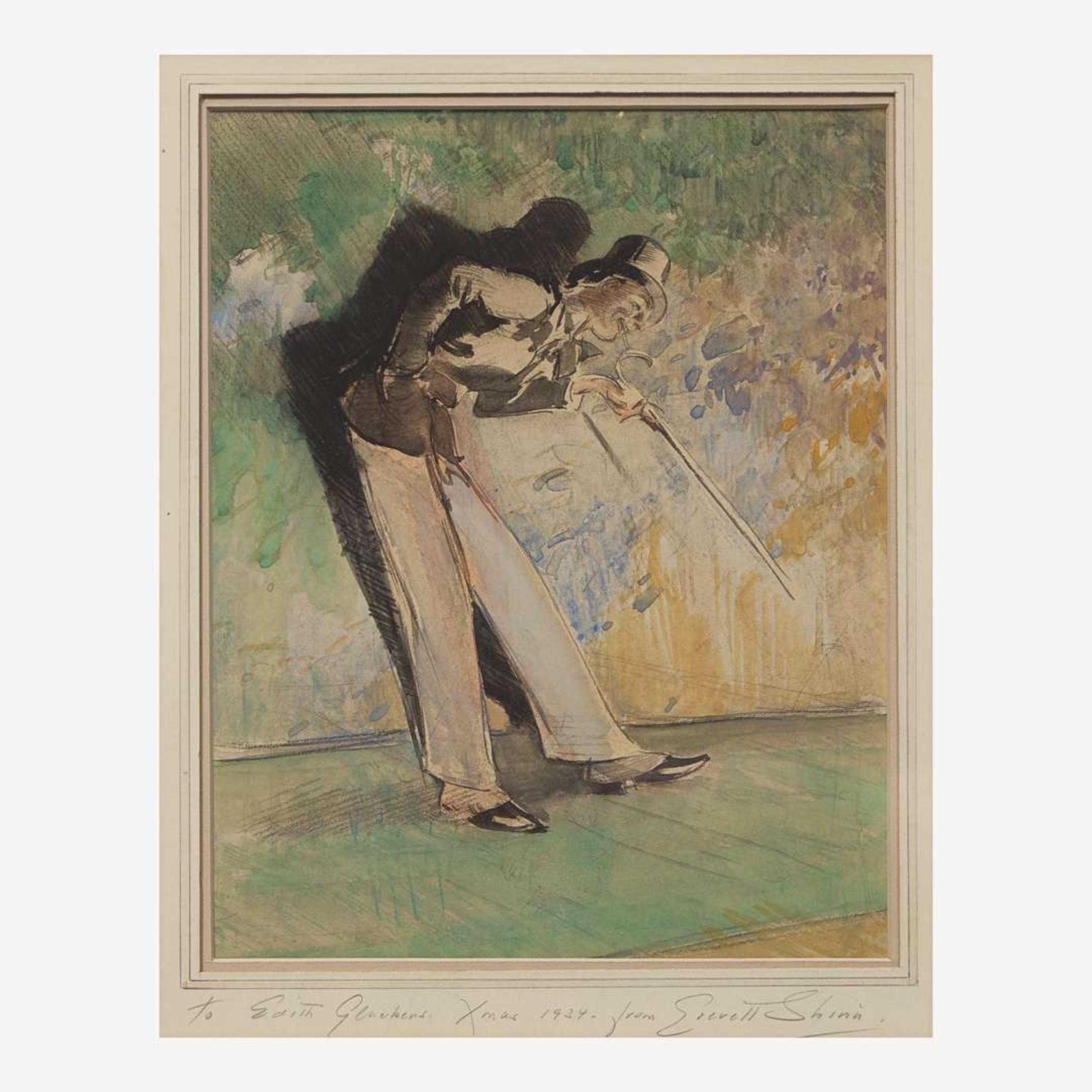 Everett Shinn (American, 1876-1953) Man with Top Hat and Cane