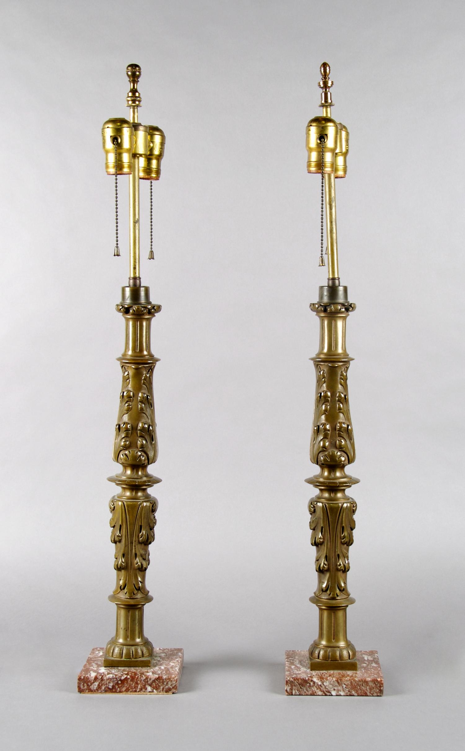A Pair of Bronze Balusters, Height overall 29 1/2 inches.