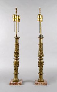 A Pair of Bronze Balusters, Height overall 29 1/2 inches.