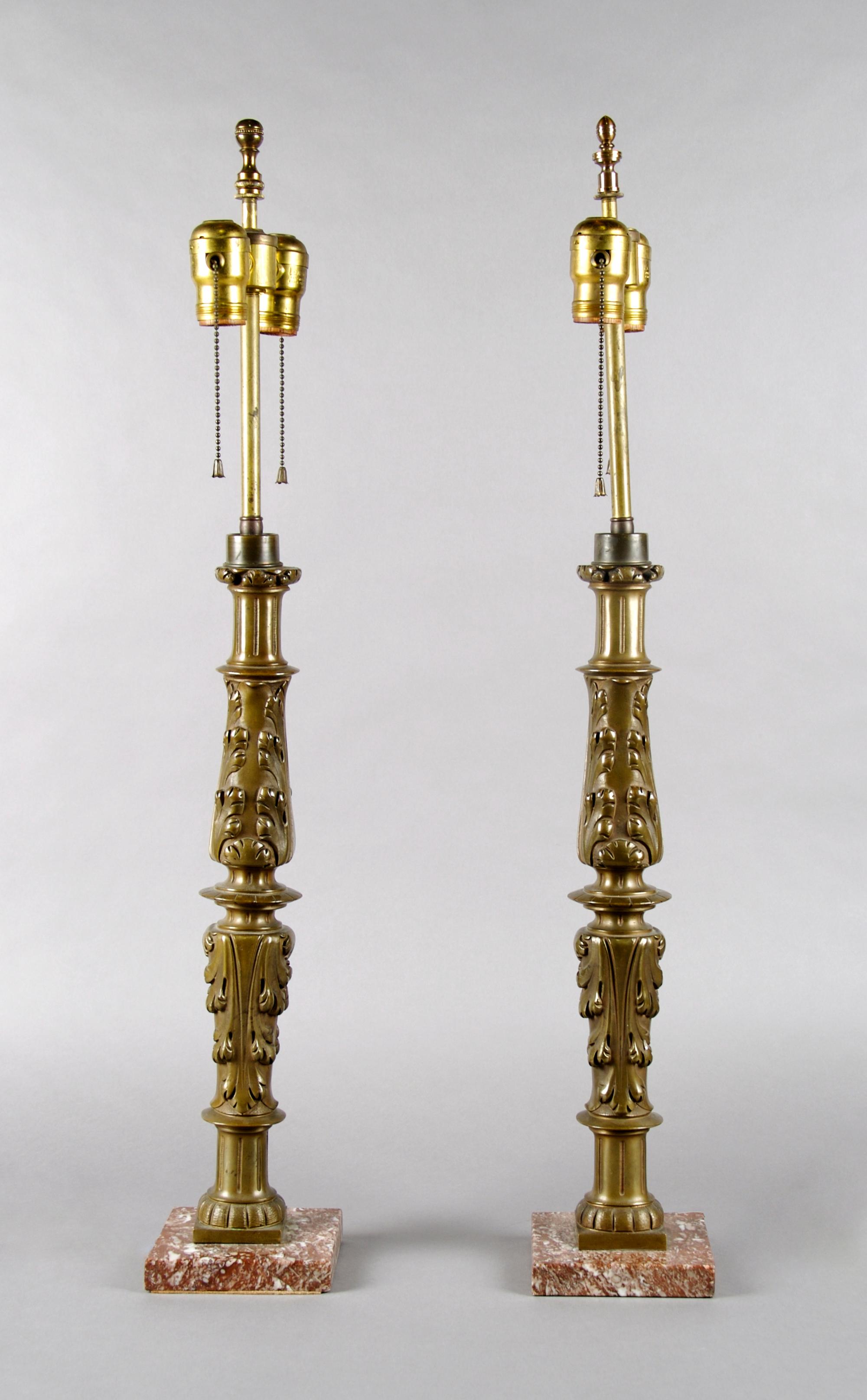 A Pair of Bronze Balusters, Height overall 29 1/2 inches.