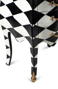 A Pair of Black and White Painted Small Commodes