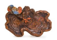 A Famille Rose Porcelain Brush Washer Length 6 1/8 inches.