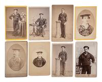[EARLY PHOTOGRAPHY - NAVY]. A group of 17 CDVs and cabinet cards of sailors.