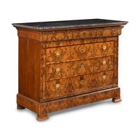 A Louis Philippe Burl Walnut and Marble Top Commode