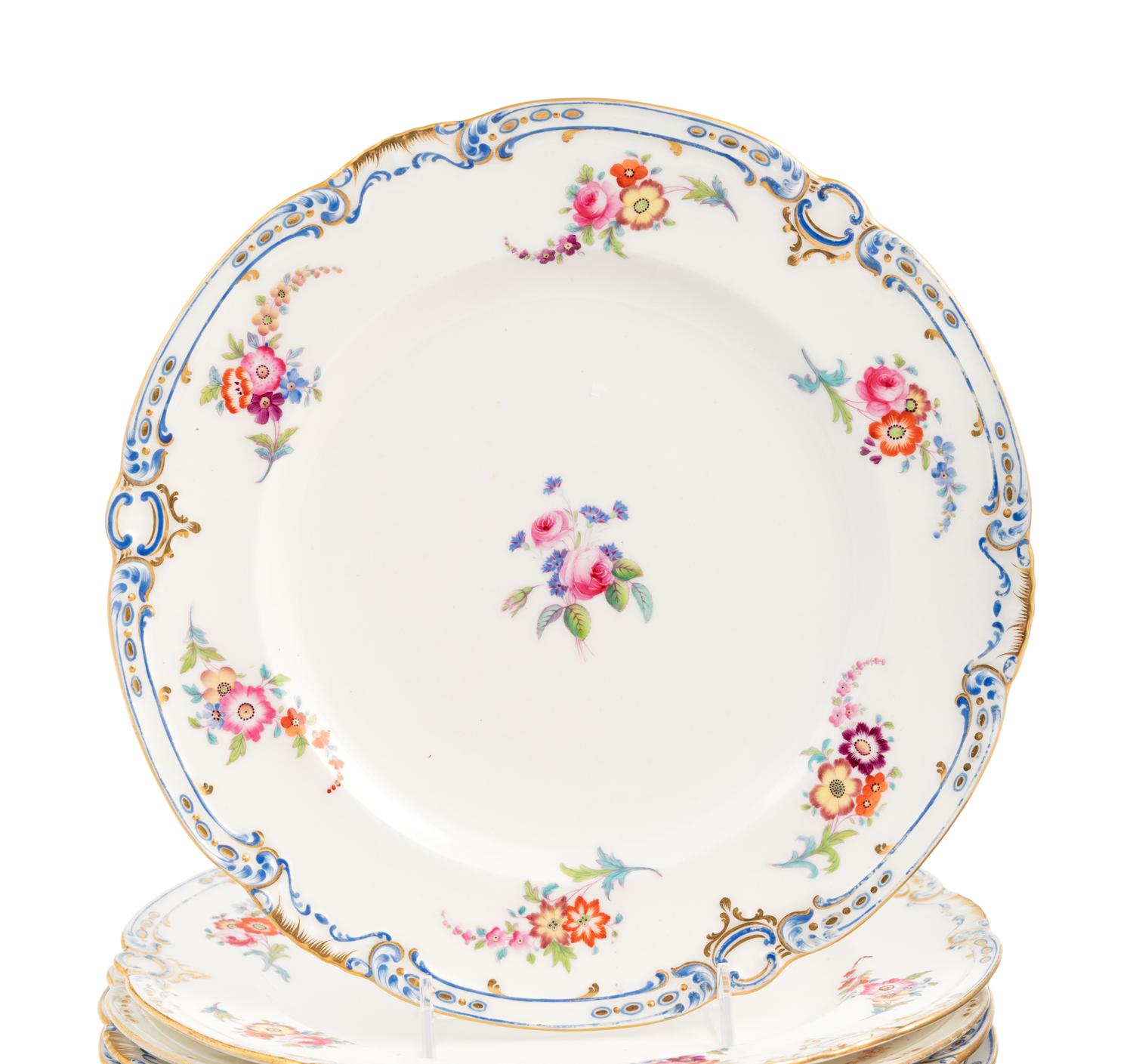 An Assembled Sèvres Porcelain Part Service Painted with Loose Bouquets ( Fleurs Détachées )