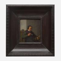 Adriaen Jansz van Ostade (Dutch, 1610–1685) Man Smoking in an Interior; together with Woman Holding a Jug and a Cup: A Pair of Half-Length Portraits