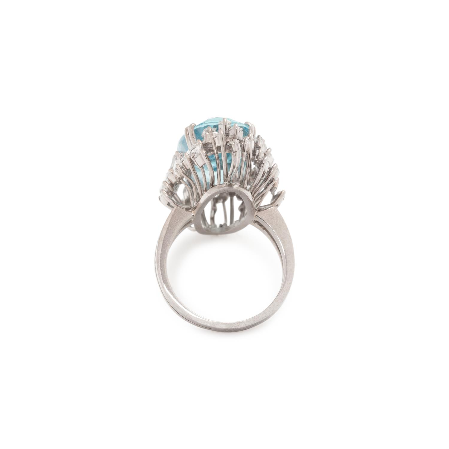 AQUAMARINE AND DIAMOND RING