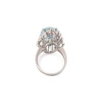 AQUAMARINE AND DIAMOND RING