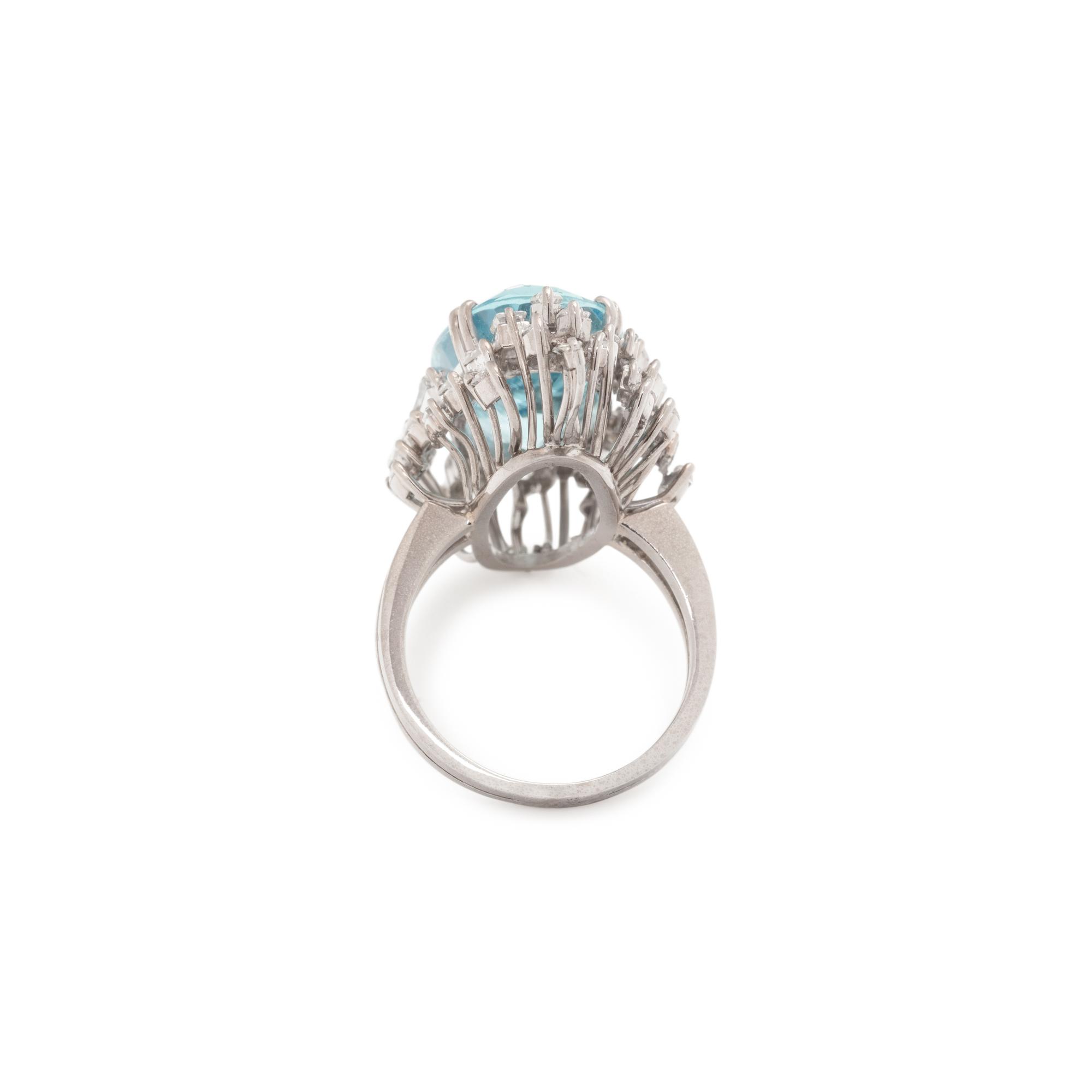 AQUAMARINE AND DIAMOND RING