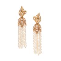 DIAMOND AND CULTURED PEARL EARRINGS