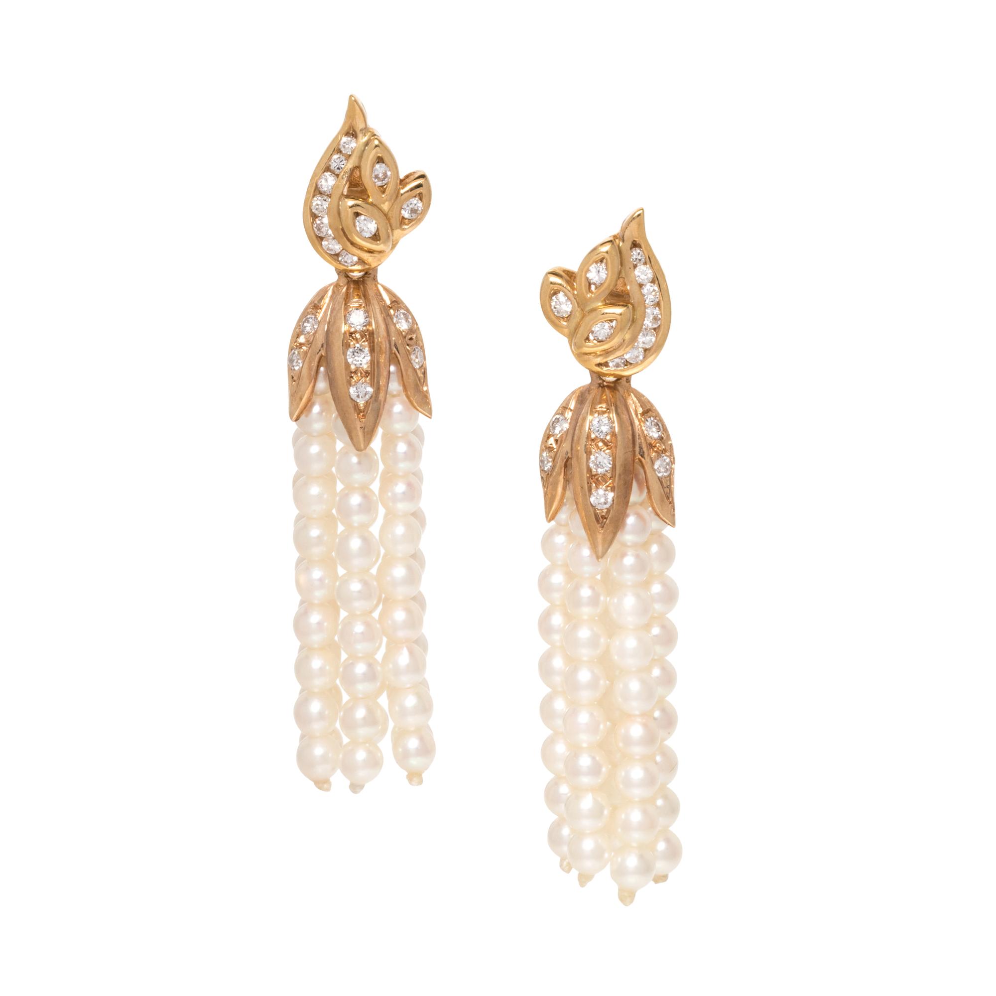DIAMOND AND CULTURED PEARL EARRINGS