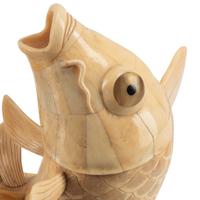 A Pair of Japanese Bone-Veneered Fish Sculptures