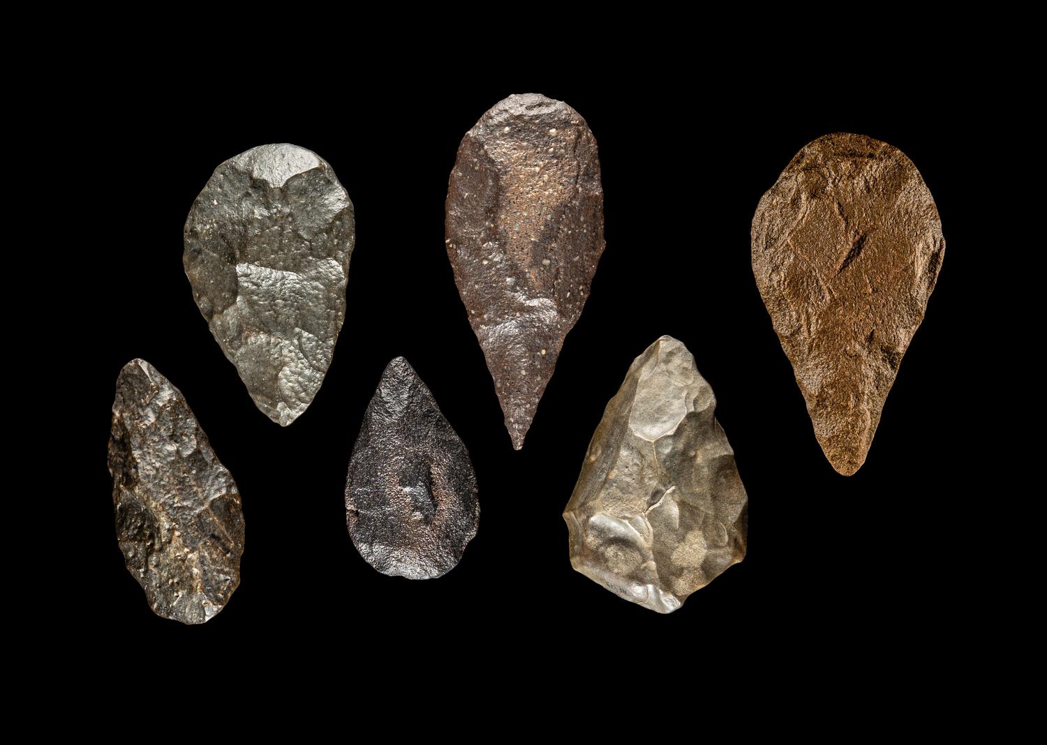 Six Paleolithic Quartzite Hand Axes