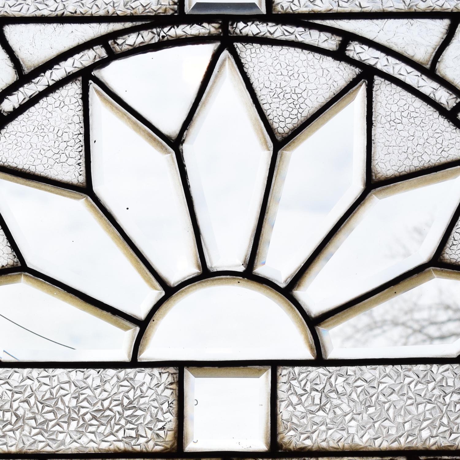 A Leaded Glass Window 52" W x 2.5" D x 23.5" H — United States, 19th Century