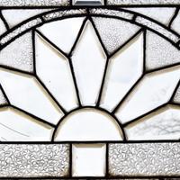 A Leaded Glass Window 52" W x 2.5" D x 23.5" H — United States, 19th Century