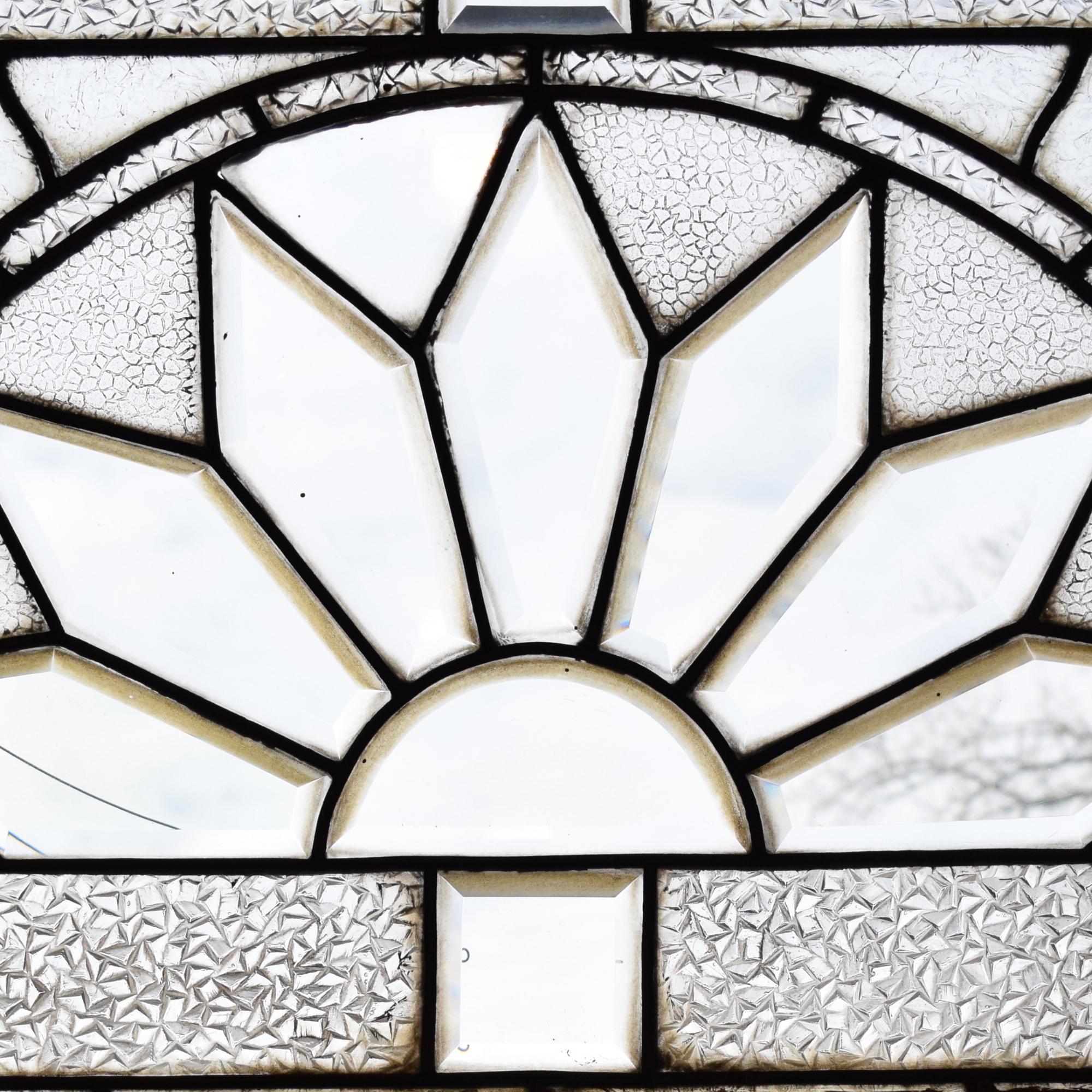 A Leaded Glass Window 52" W x 2.5" D x 23.5" H — United States, 19th Century
