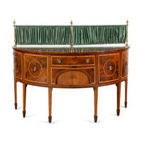 A George III Mahogany and Satinwood Demilune Sideboard