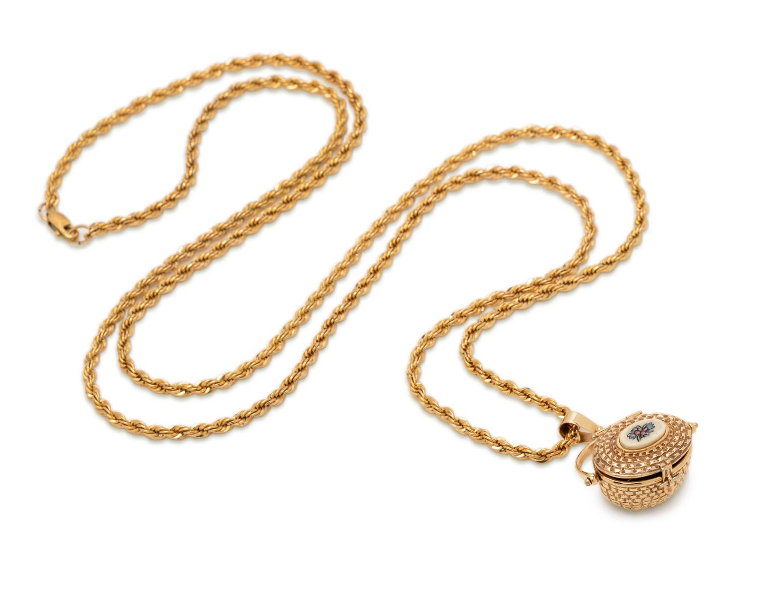 YELLOW GOLD NANTUCKET BASKET PENDANT/NECKLACE