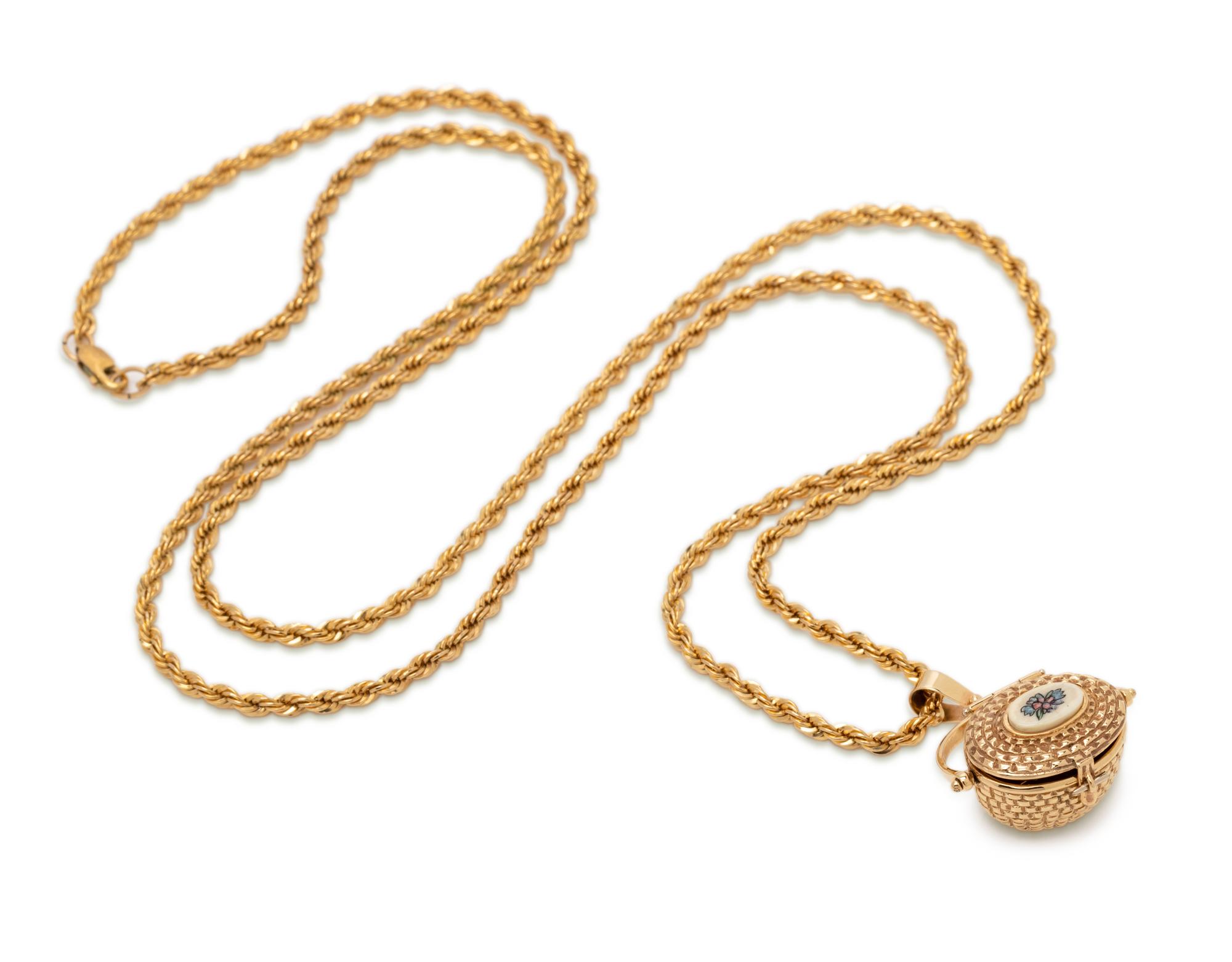 YELLOW GOLD NANTUCKET BASKET PENDANT/NECKLACE