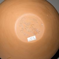 Russell Sanchez (San Ildefonso, b. 1963) — Two-toned Sienna Pottery Jar, with Lone Mountain Turquoise Cabochon, 1989