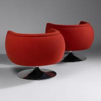 Pair of swivel lounge chairs, 2009 Knoll, USA