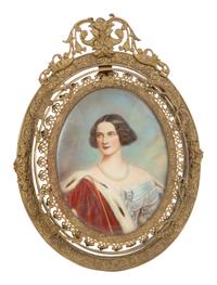 A Group of Three Gilt Metal Framed Portrait Miniatures on Porcelain