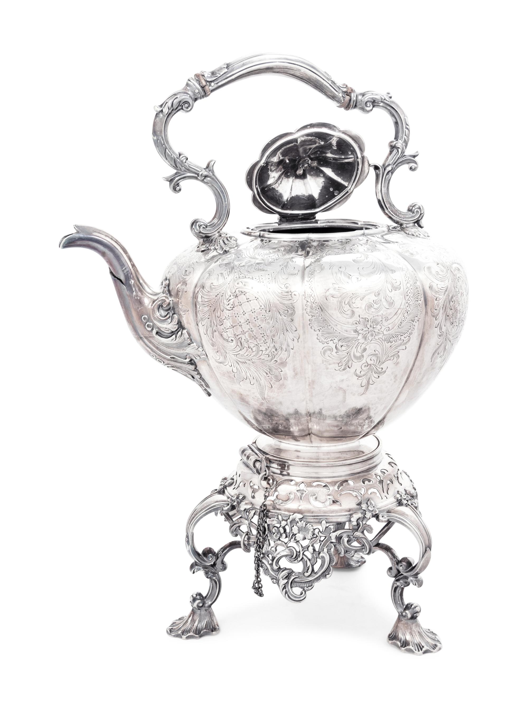 An English Silver-Plate Kettle on Lampstand