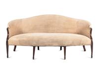 A George III Style Suede Upholstered Mahogany Sofa