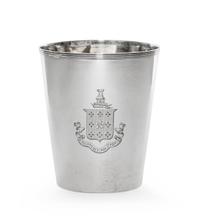 A French Silver Beaker, Maker's Mark IB/ID, Paris, 19th Century, tapered cylindrical form flared mouth and ringed decoration.