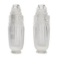 A Pair of Chinese Rock Crystal Covered Vases