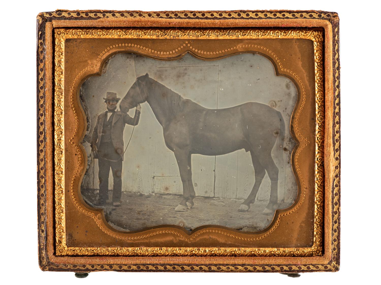 [EARLY PHOTOGRAPHY]. A sixth plate daguerreotype featuring a horse.