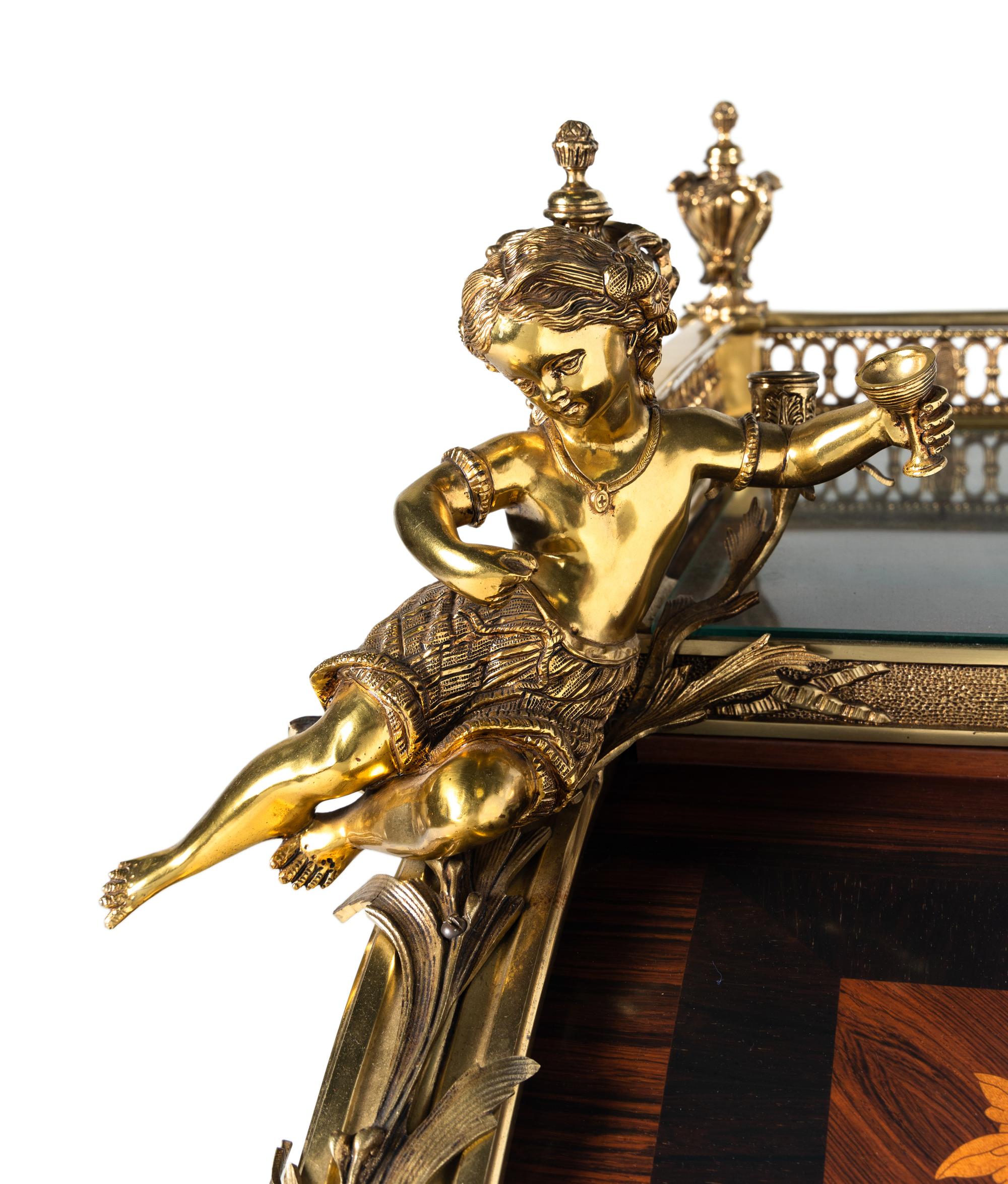 A Louis XV Style Gilt Bronze Mounted Marquetry Bureau à Cylindre