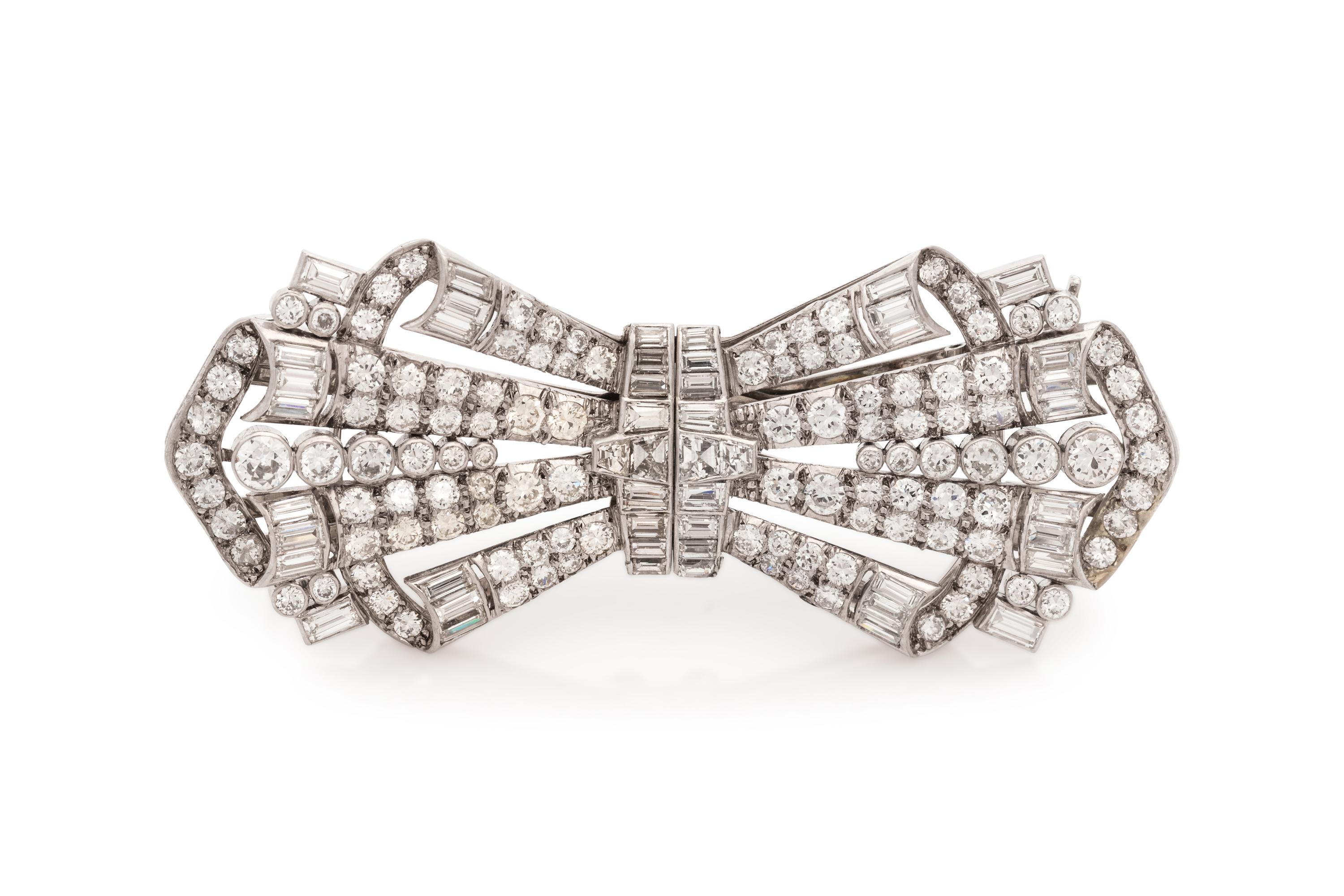DIAMOND DOUBLE CLIP BROOCH