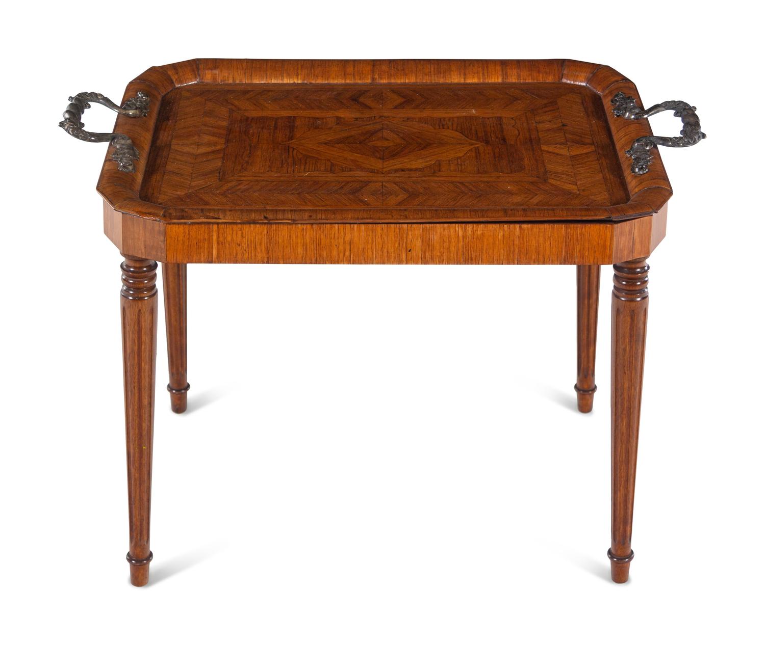 A French Gilt Metal Mounted Parquetry Tray-Top Low Table