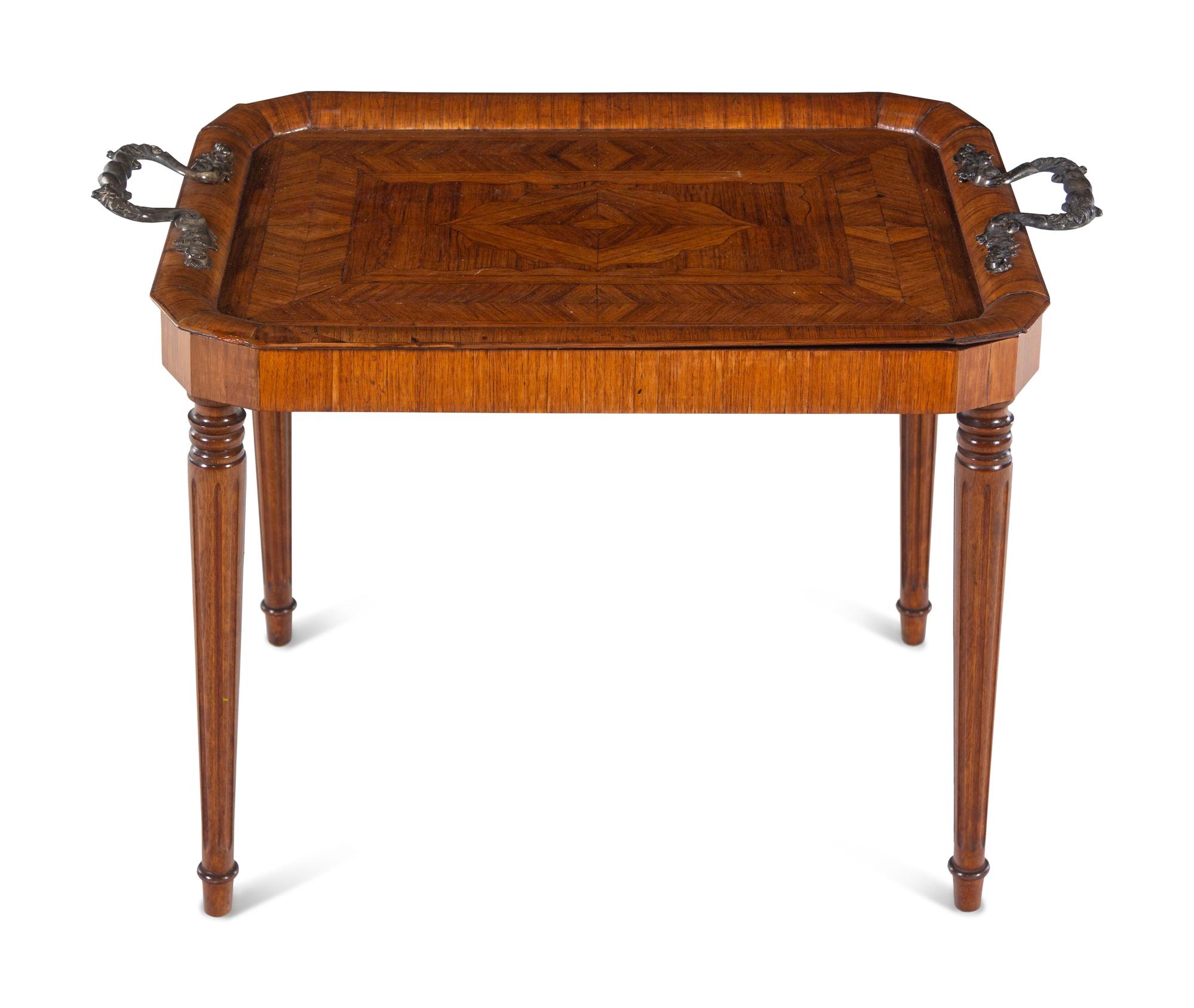 A French Gilt Metal Mounted Parquetry Tray-Top Low Table
