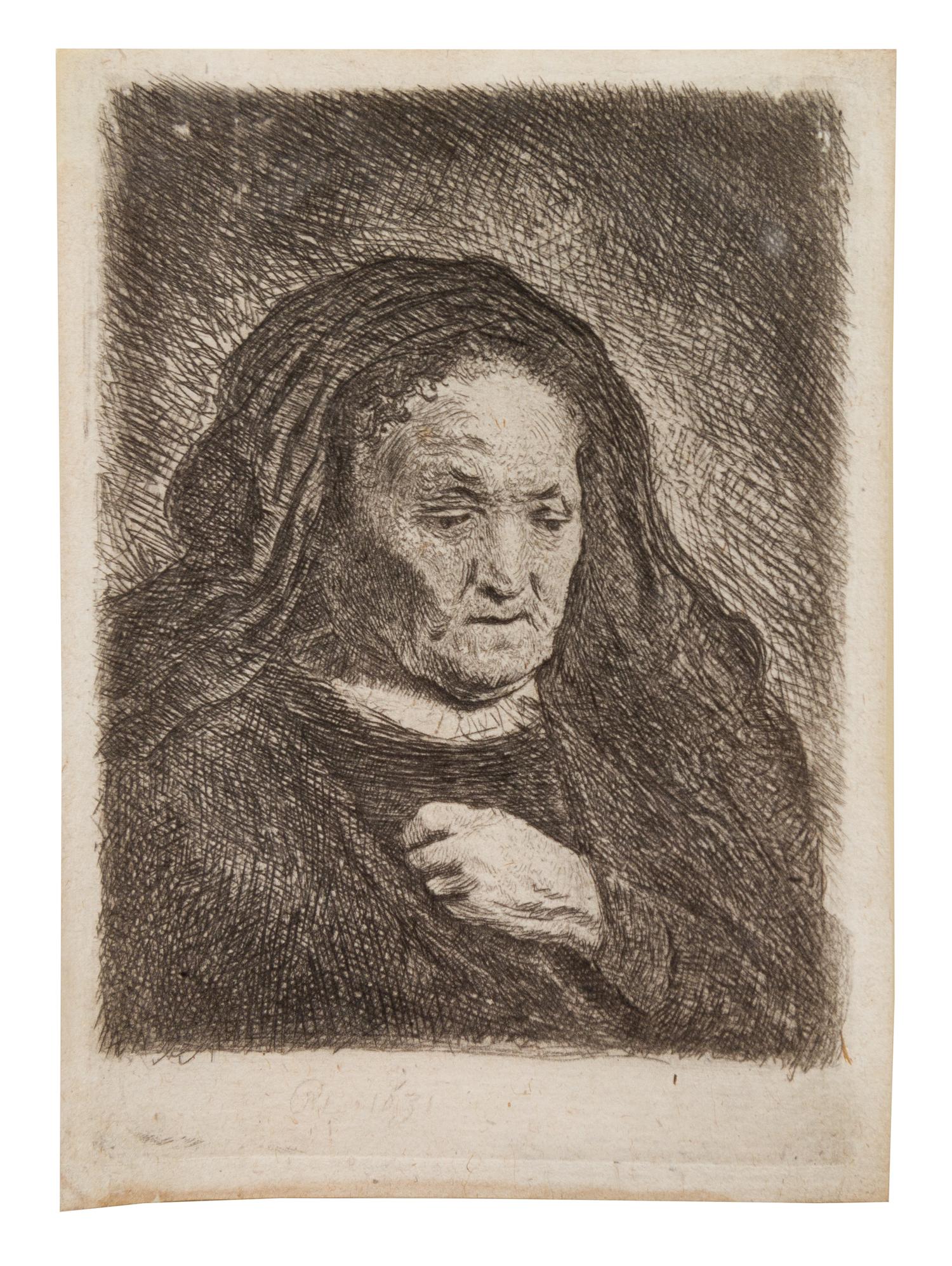 Rembrandt's Mother with Hand on Chest: Small Bust