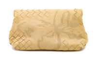 Bottega Veneta Tan Butterfly Intrecciato Clutch, 1980-2000s 6" L x 3.5" W x 3.5" H.