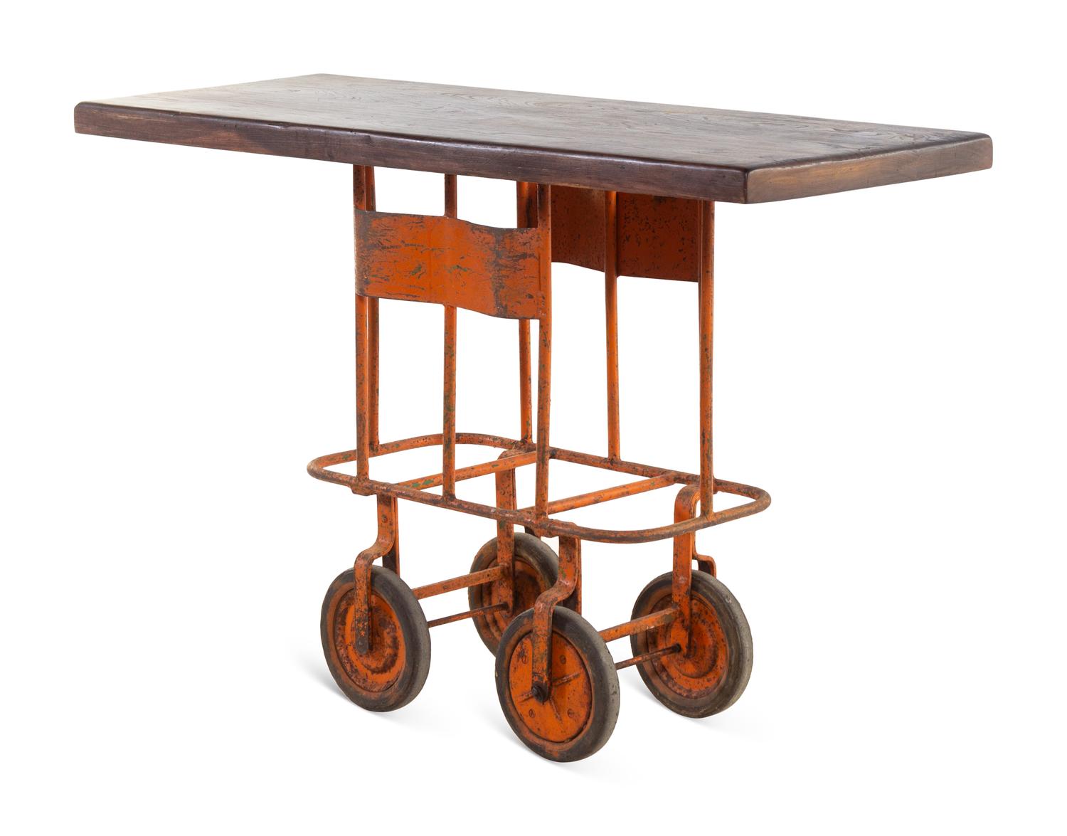 A Painted Metal Bar Cart