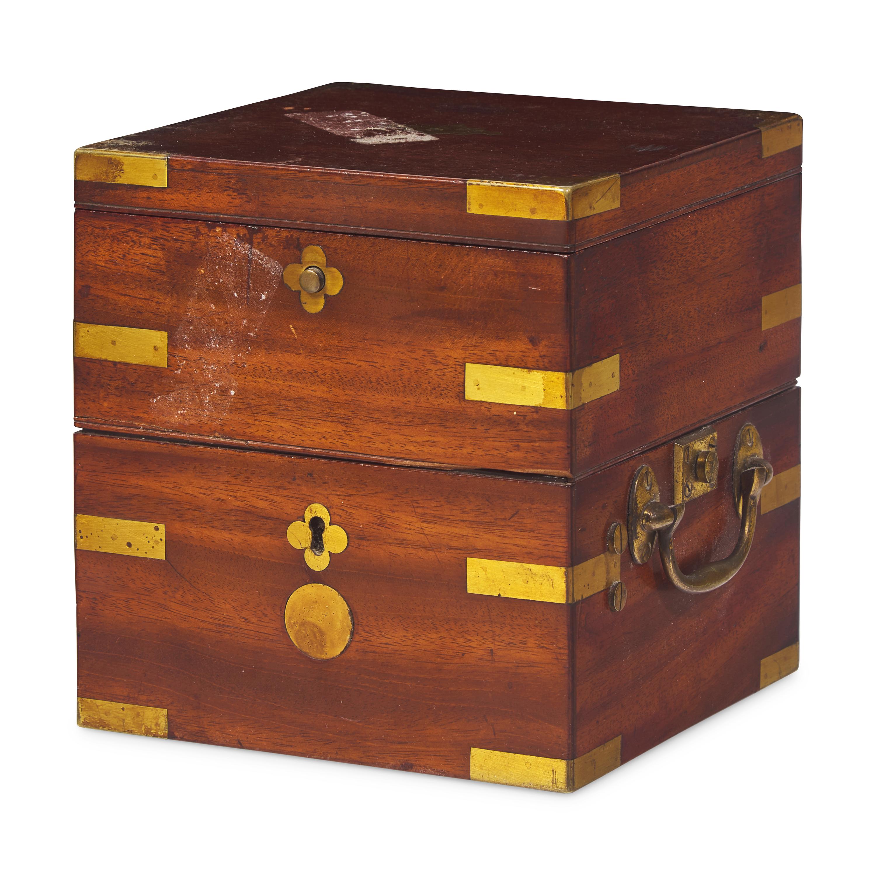 A Brass and Mahogany Marine Chronometer
