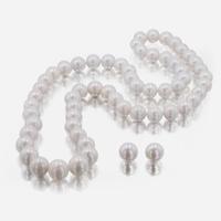 Matching Set of Pearl Earrings and Necklace