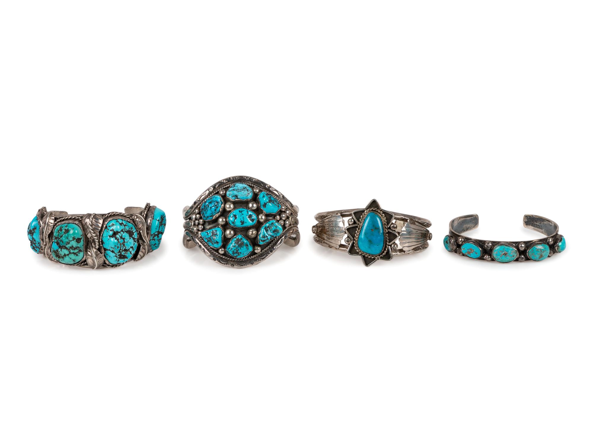 Navajo Silver and Turquoise Cuff Bracelets