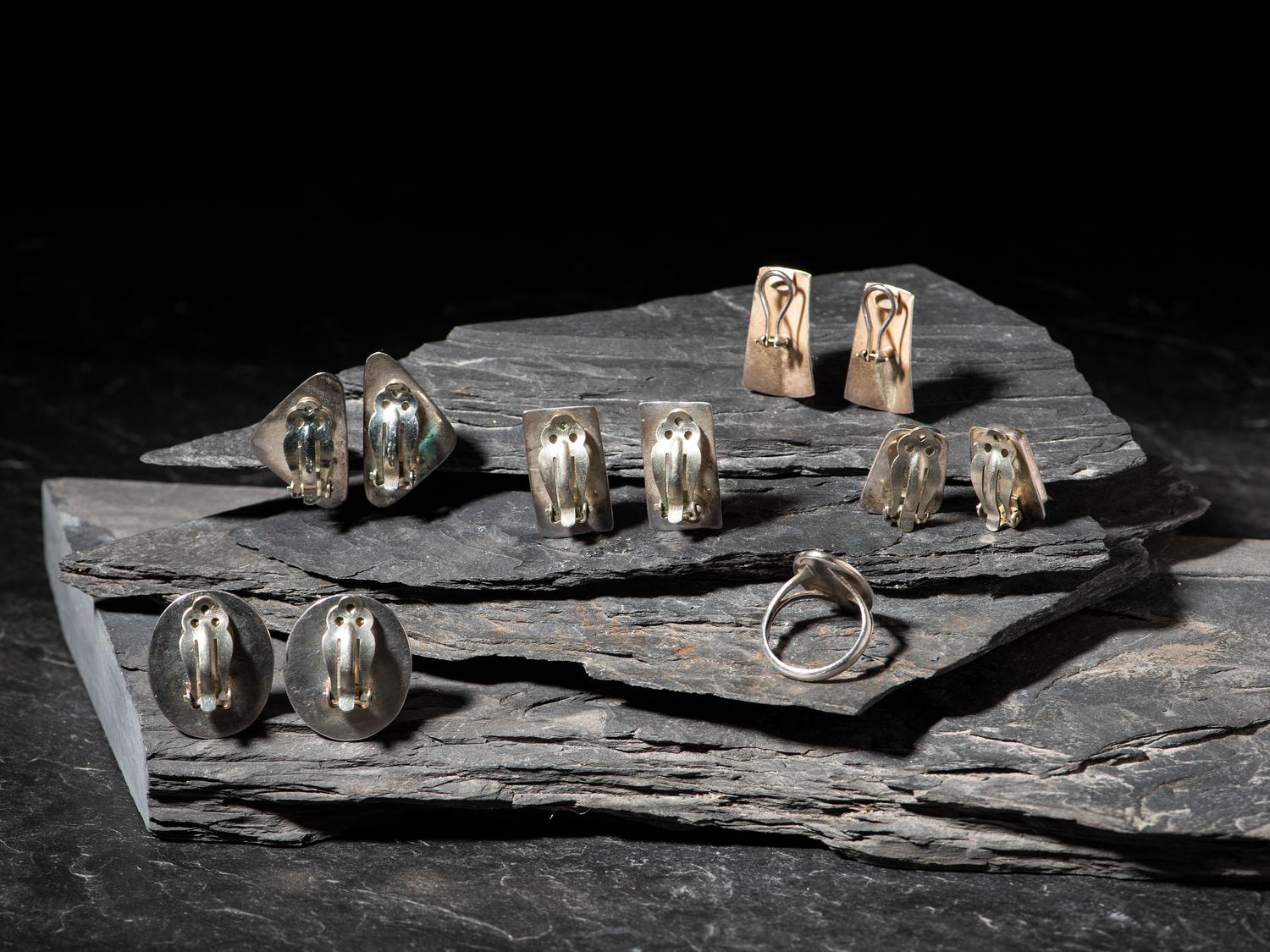 Southwestern-style Silver Clip Earrings, PLUS