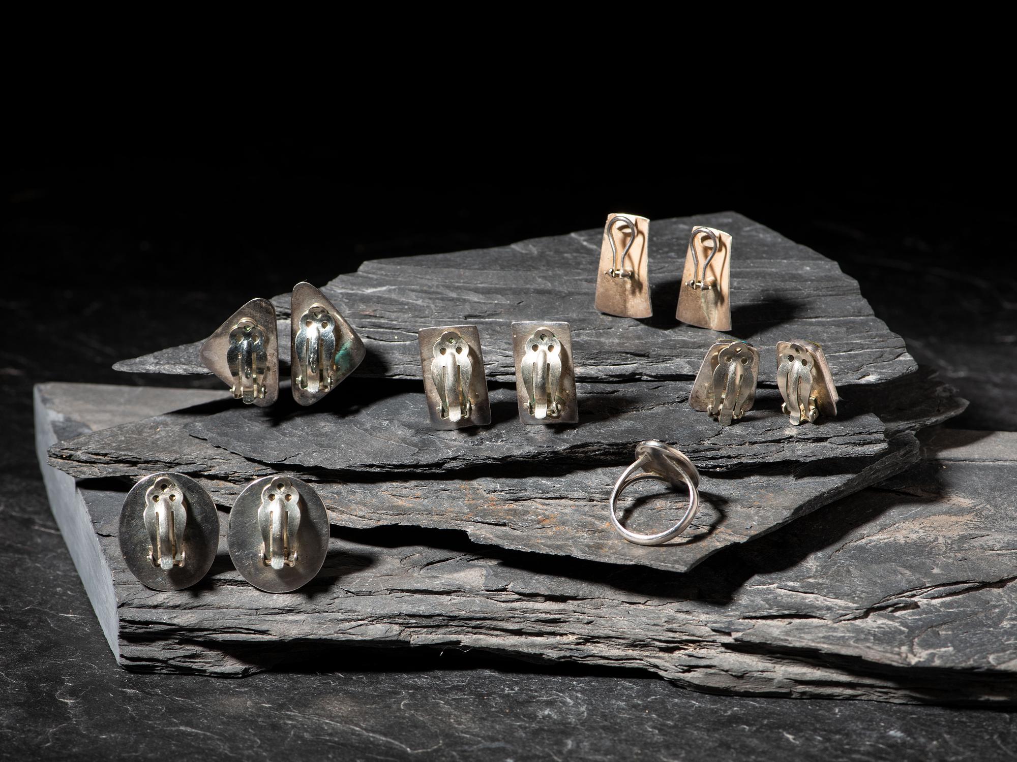Southwestern-style Silver Clip Earrings, PLUS