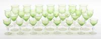 A Collection of Continental Etched Glass Stemware Height of tallest 6 inches.