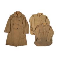 Group of Railheads Jacket and Ambulance Corps Jacket with Ambulance Corps Memorabilia and Greatcoat with Wool Canvas Shirts