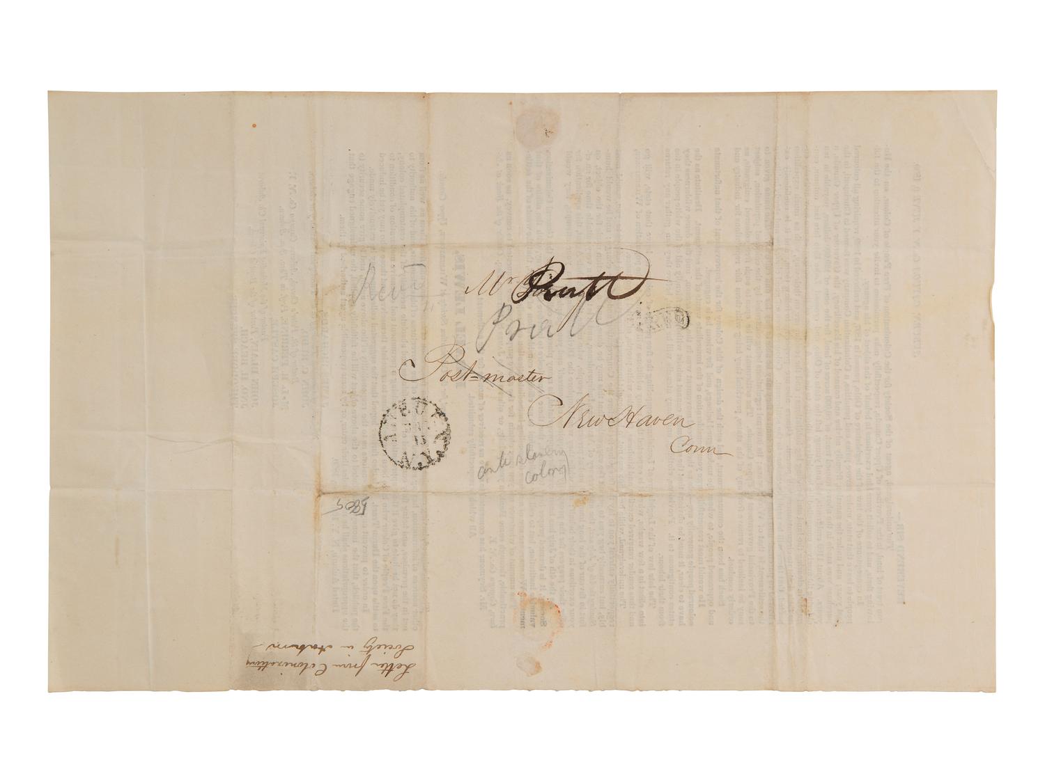 [COLONIZATION]. Circular soliciting donations for residents of the Wilberforce Colony in Canada.